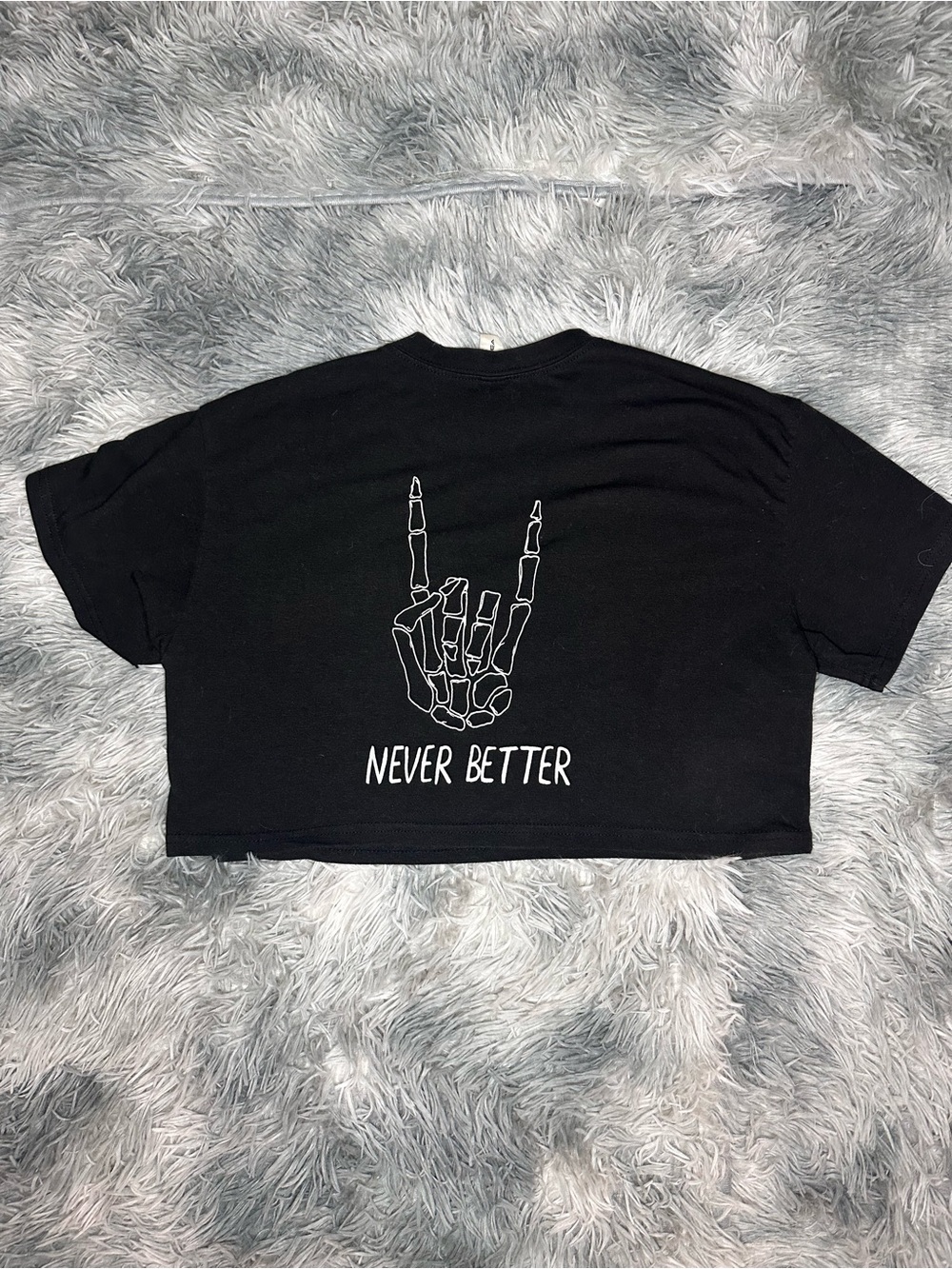 Never Better Black Crop Graphic Tee - Women